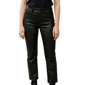 Tractr Women’s Vegan Leather Straight Leg High/Mid Rise Black Pants Size 00 NWT